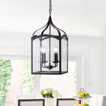 Ruth 11" Traditional Classic Lantern Metal/Glass LED Pendant - JONATHAN Y